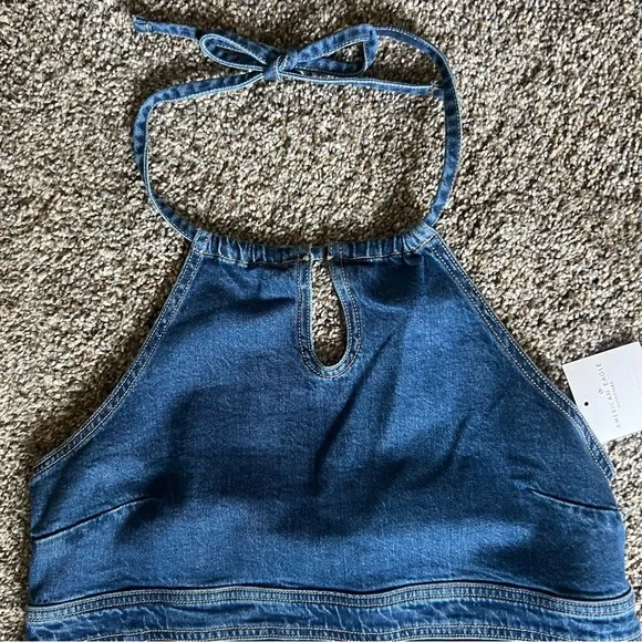 NWT American Eagle Denim Halter Top - Picture 2 of 5